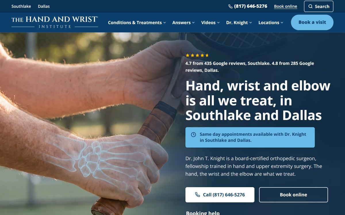 Hand surgery practice site build