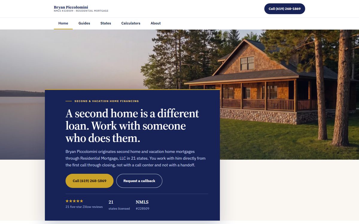 Mortgage originator site build