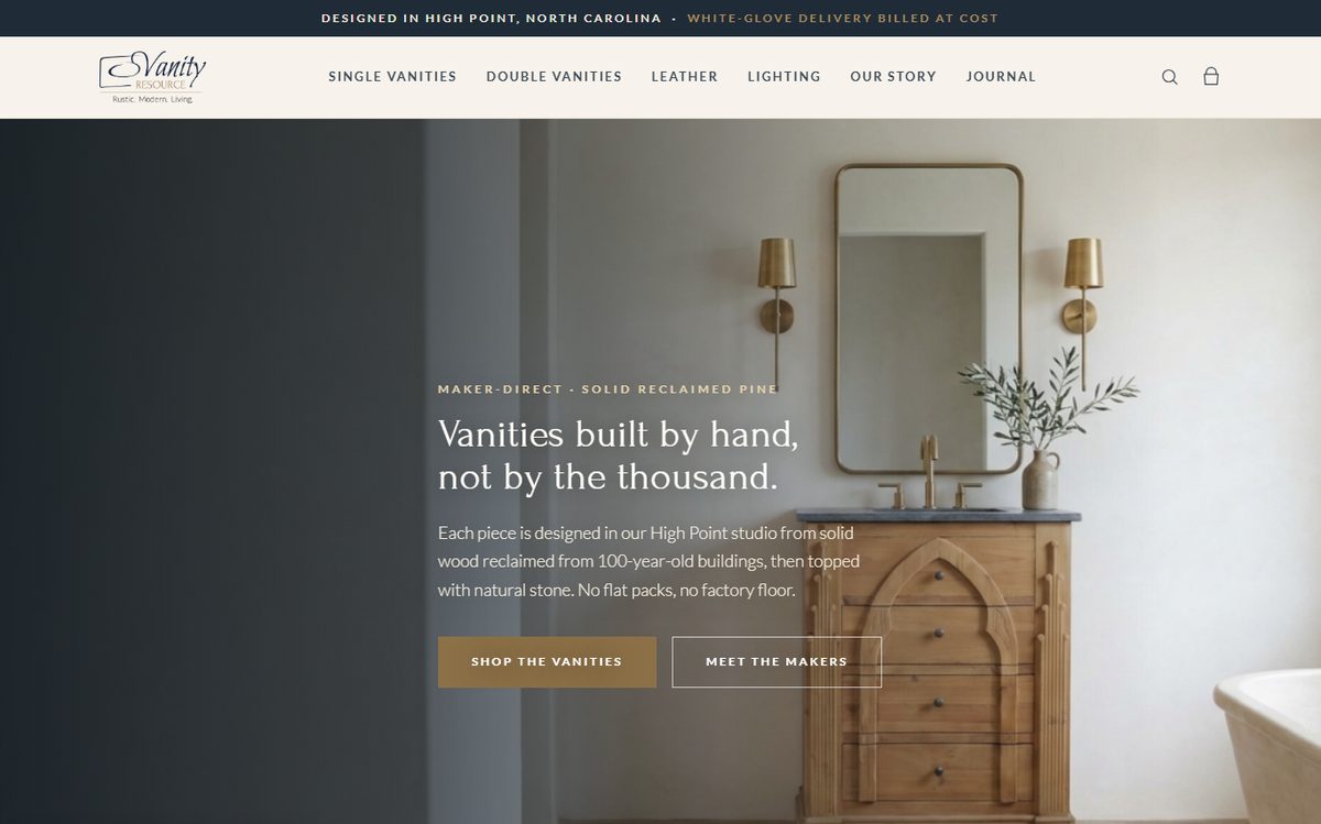 Reclaimed-wood vanities build