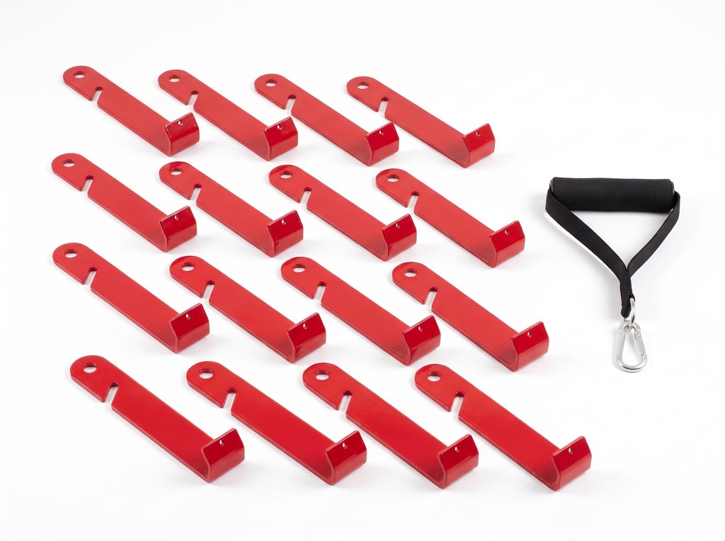 Product render: sixteen-piece siding installation kit on a white background